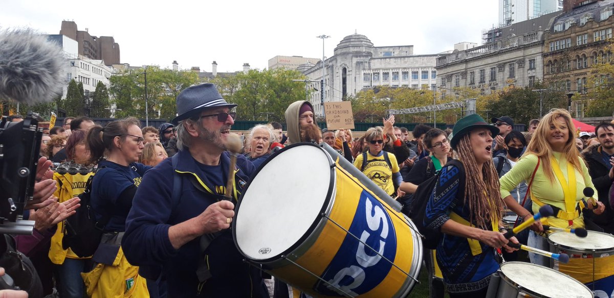 PCS_Samba_Band's tweet photo. Great pictures from Eira of the band on the march and rally in Manchester yesterday! #justiceforaction #EnoughIsEnough #dontpayuk https://t.co/HLel7WqzJ8