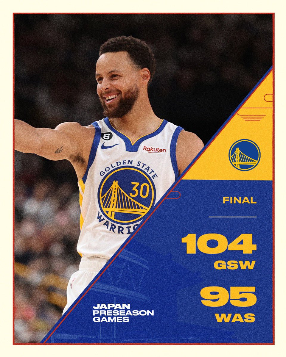 warriors_jp's tweet photo. #NBAJapanGames🏀🇯🇵🗼
GAME2を104対95でウォリアーズが勝利し、2戦全勝でNBA Japan Gamesを終えました。

#ウォリアーズ
#ウォリアーズ来日 https://t.co/JZTVwvgZh8