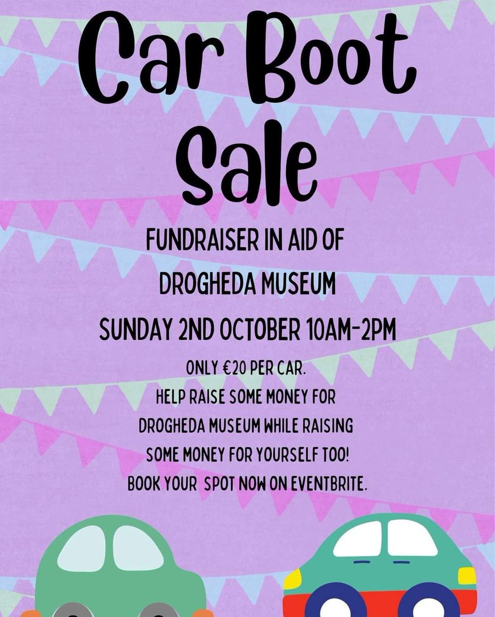 DMillmount's tweet photo. On today from 10am to 2pm. Come on down and grab yourself a bargain.
Parking for customers is in St Mary's carpark behind the Millmount Bar.
#LouthChat #Drogheda #CarBootSale #Millmount https://t.co/1LUOMFZEMz