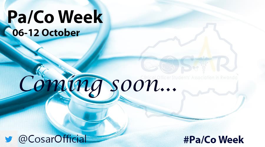 CosarOfficial's tweet photo. Heading to #Physicianassociates & #ClinicalOfficers Week
Various activities are in preparations, Get ready to support and give your contribution in community based activities.
#Cosaragain
Like & retweet
@RwandaHealth @RwandaLabour @UR_CMHS @sfhRwanda @PIH_Rwanda https://t.co/cyEX7KMzj7