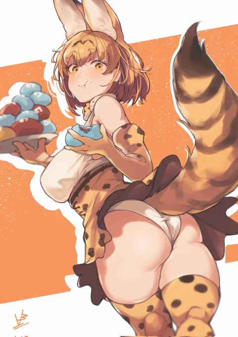 #けものフレンズ 
頬張るサーバル 