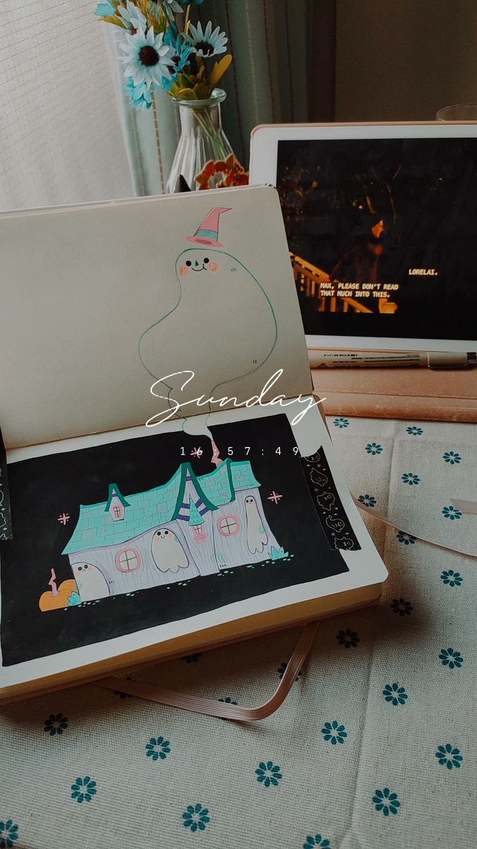 Yetitia_atelier's tweet photo. Spooky gouache painting watching Gilmore girls 🎃♥️ #halloween #spookyvibes #cuteghost #acrylagouache https://t.co/VohPWdJKWl