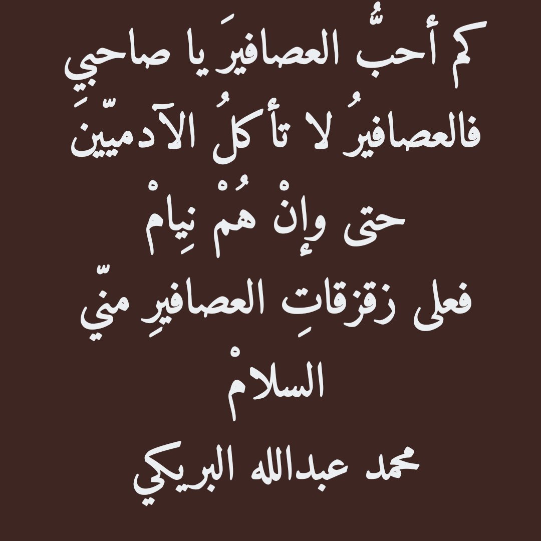 فالعصافيرُ 
لا تأكُلُ الآدميّينَ
حتى وإنْ هُمْ
نِيامْ

#محمد_عبدالله_البريكي 
#مدن_في_مرايا_الغمام
#الليل_سيترك_باب_المقهى