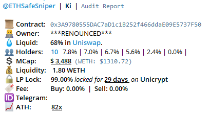 safeanalyzer's tweet photo. ETHSafeSniper also working nice. Awesome call.
@bscsafesniper #safeanalyzerbot #moonshot #ethmoon #greatcall #safecall https://t.co/ESI7dmtwkq