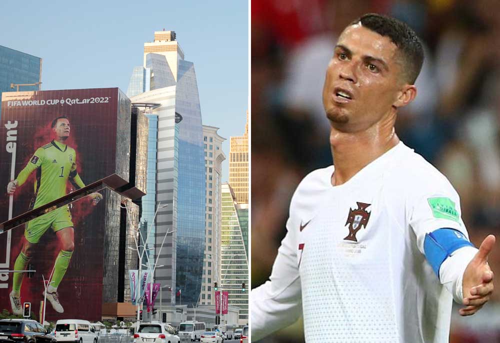 elScout_ar's tweet image. 🛑 لن يتم استخدام صورة #رونالدو ضمن الحملات التسويقية على البنايات والأبراج في #كأس_العالم_قطر_2022 ، وسيتم استبدالها بصورة برونو فيرنانديز وديوغو جوتا. 

#المونديالست