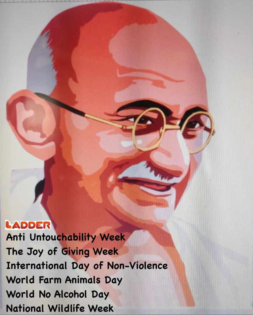 Chezhiyan_K's tweet photo. Happy
#AntiUntouchabilityWeek
#TheJoyOfGivingWeek
#InternationalDayOfNonviolence
#WorldFarmAnimalsDay
#WorldNoAlcoholDay
#NationalWildlifeWeek
#GandhiJayanti 154 https://t.co/g5ju2xAhiG