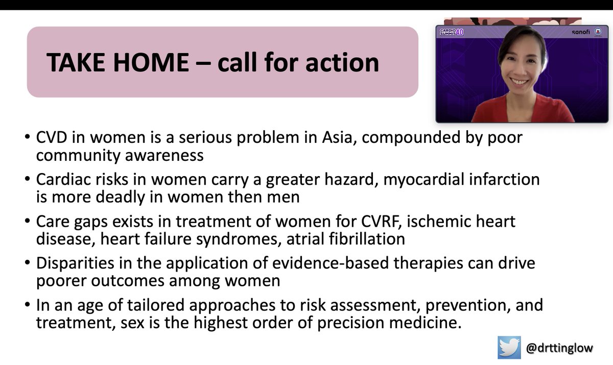Delighted to see Dr Nur Hanim, chair of #whh organisation @NationalHeart🇲🇾speak of #NUHCS #WomenHeartHealth centre🇸🇬in her talk as model of care. 
Thanks @Sanofi for cardio summit 4.0 in KL on #CVD in women, bringing hopes to improved🫀care for👭with combined regional efforts!