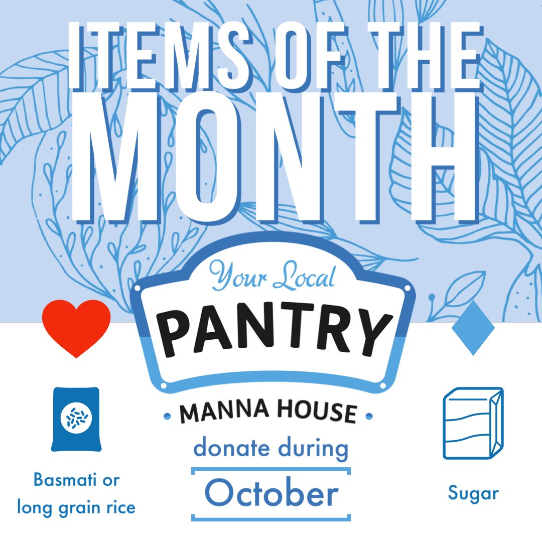 Thank you for your donations of cereal and semi-skimmed milk in September. Throughout October, we would be grateful for donations of basmati or long grain rice and bags of sugar.