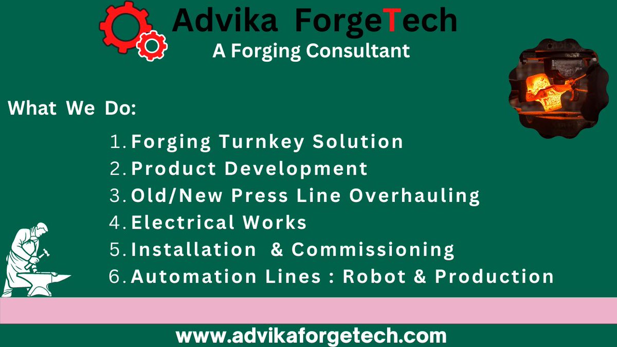 adhvikaforgetec's tweet photo. Are you facing major problems in crafting product development ?
Or are you looking to overhaul the machines. You can also deal with us for the new forging machine with long services .
#Advikaforgetech #Forging #Hotforging #Coldforging #Mechanicalpress #Hydrulicpress #Screwpress https://t.co/q75G0dc6DV