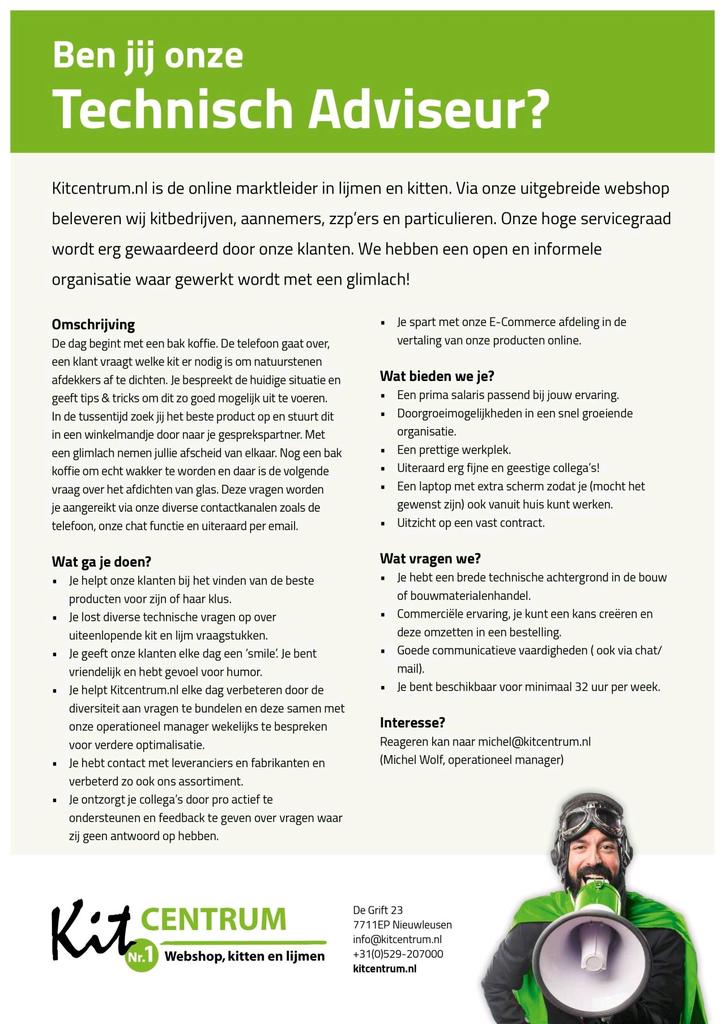 Ben jij onze Technisch Adviseur?