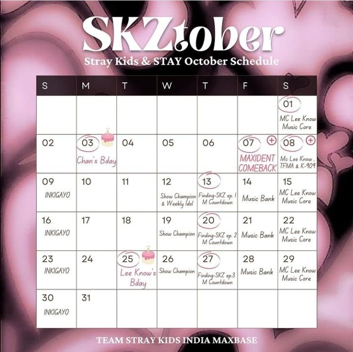 »Skz♡Stay« || Prapti🌸|| ⤮MAXIDENT⤮ on Twitter: "Oct schedule for stray »Skz♡Stay« || Prapti🌸|| ⤮MAXIDENT⤮ on Twitter: "Oct schedule for stray