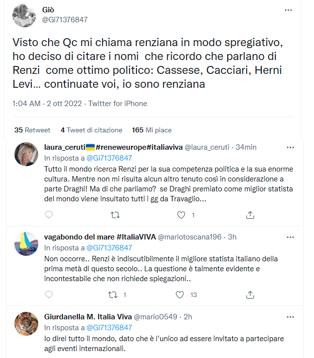 SpioneValerio's tweet photo. Purtroppo l'amica Giò ha inibito i commenti, ma direi che siamo a livelli di cringe davvero elevatissimi!
#Renzi #IV #ItaliaViva #CultoDellaPersonalità #NuovoRinascimento #firstreactionshock
😄🤡🎪 https://t.co/6X62WCj04g