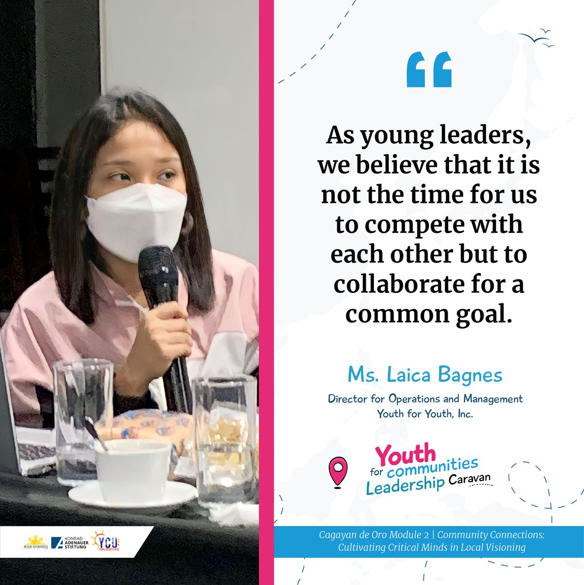 JMR_Foundation's tweet photo. In her talk during YCLC Module 2, Ms. Laica Bagnes of Youth for Youth, reminded our fellows that as young leaders, it's not the time for them to compete with each other but to collaborate for a common goal.
Our CDO fellows will have their 3rd module this afternoon.
#YCLC https://t.co/juEl1rFRhC