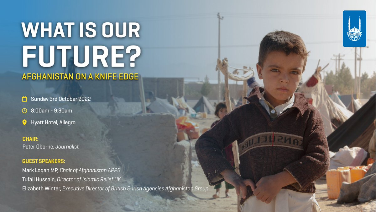 Are you at #CPC22?

Join us tomorrow morning for our panel discussion on the crisis in #Afghanistan with Elizabeth Winter (<a href="/AfghanAgencies/">British & Irish Agencies Afghanistan Group (BAAG)</a>), <a href="/AfghanistanAPPG/">Afghanistan APPG</a> Chair @Mark_Logan_MP, <a href="/TufailH/">Tufail Hussain</a>, and <a href="/OborneTweets/">Peter Oborne</a>.