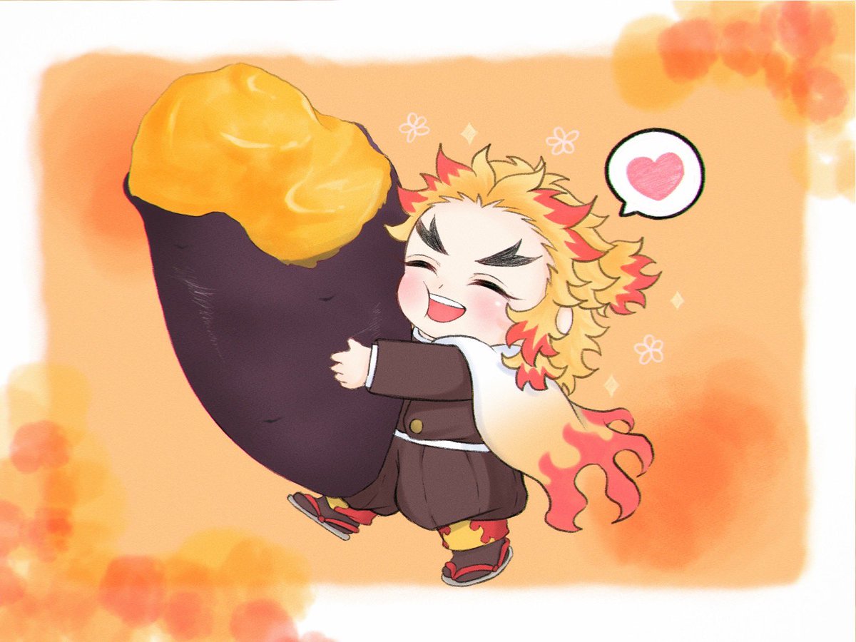 ボタンさんがTwitterに投稿した煉獄杏寿郎(鬼滅の刃)のイラスト。