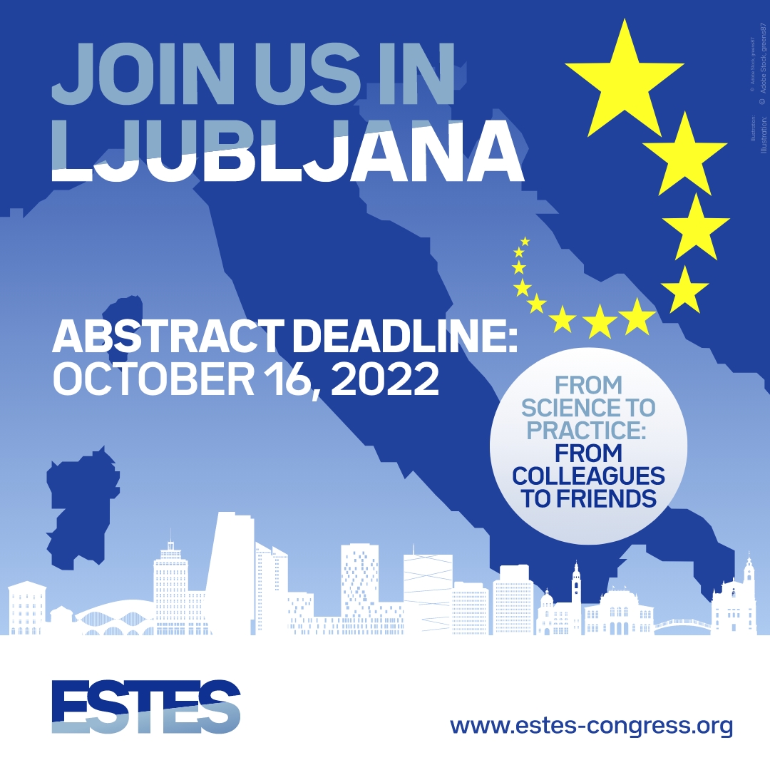 estesonline's tweet photo. Do you want to give a voice to your initiatives, successes, or ideas? Don't forget in May ECTES23, in Ljubljana. 
Deadline for submission of abstracts October 16, 2022
#ECTES2023, #fromsciencetopractice #fromcolleaguestofriends https://t.co/VUf45zzPta
