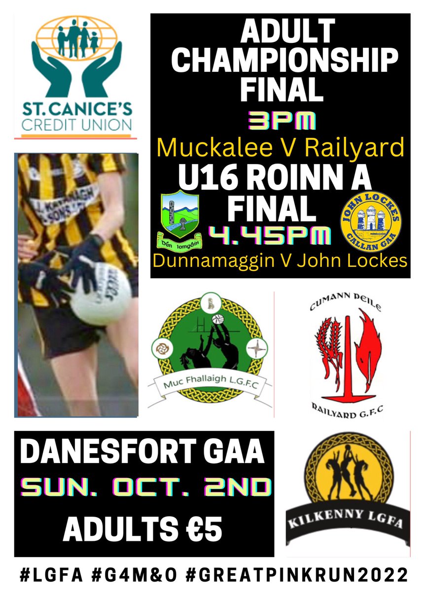 kilkennylgfa's tweet photo. 🖤TODAY💛
MATCHES NOT TO BE MISSED.
Best of luck to all involved #lgfa #kklgfa @dunnamagginlgf1 @GaelicPiltown @MuckaleeL @KKCityLGFC @TLgfa @LeinsterLGFA @StCanicesCU https://t.co/ooVHaAk4jT