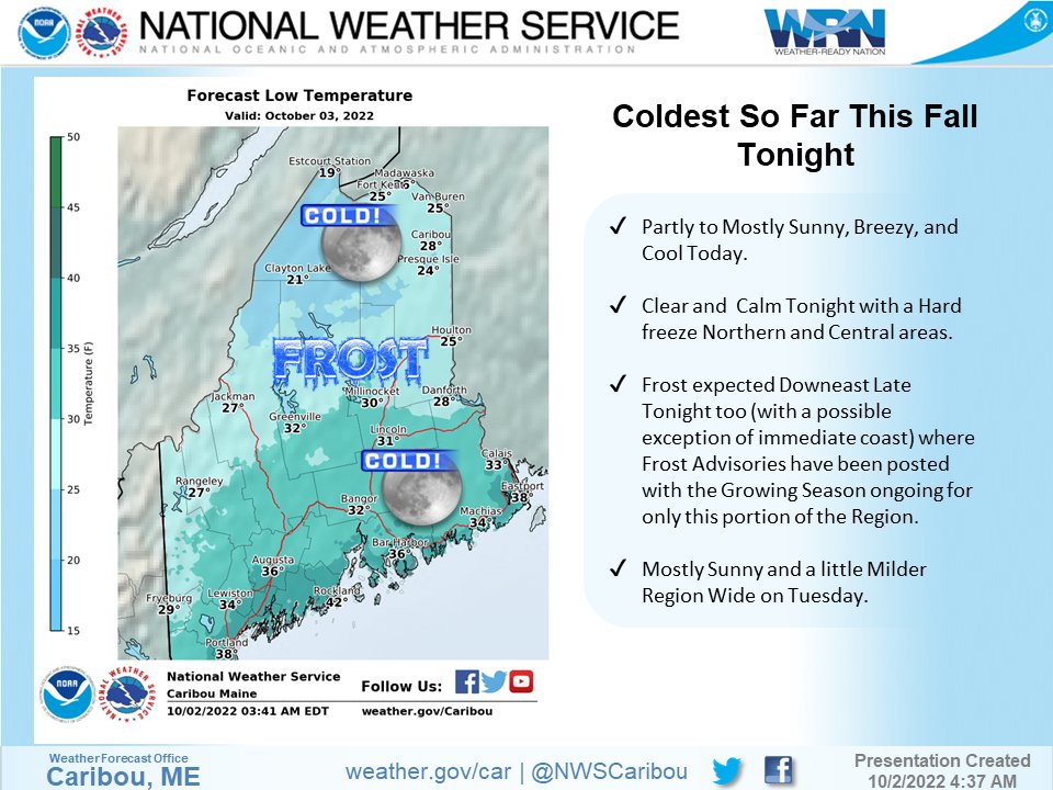 NWS Caribou on Twitter "Good morning! A Frost Advisory has been issued