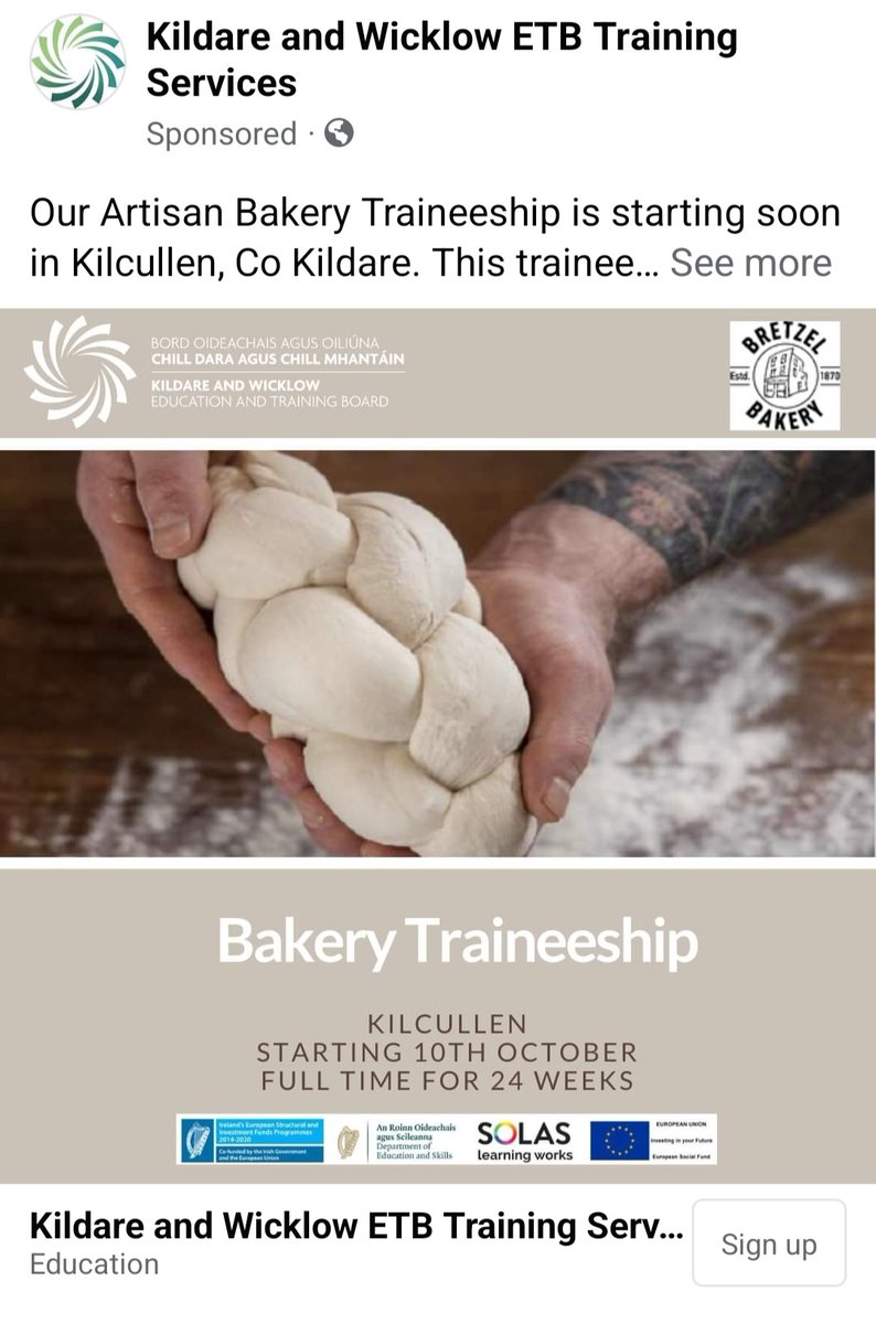 24-week Artisan Bakery Traineeship starting in Kilcullen on 24th October for successful applicants aged 18 years+. No prior qualifications or experience required Visit fetchcourses.ie/course/finder?…
