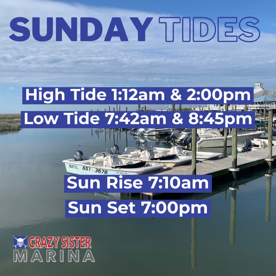 crazysisterSC's tweet photo. Here are your tides for 10/2/22!
#CrazySisterMarina #MurrellsInlet #DiscoverSC #TideChart https://t.co/EeRrk7sGOG