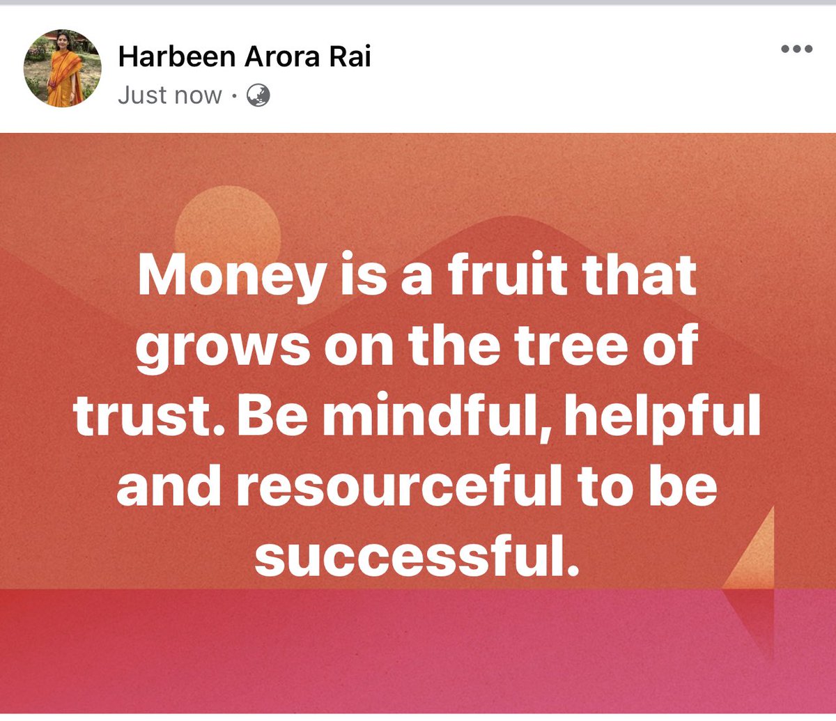 creativeliving's tweet photo. Money is a fruit that grows on the tree of trust. Be mindful, helpful and resourceful to be successful. https://t.co/gN3O3WySl9