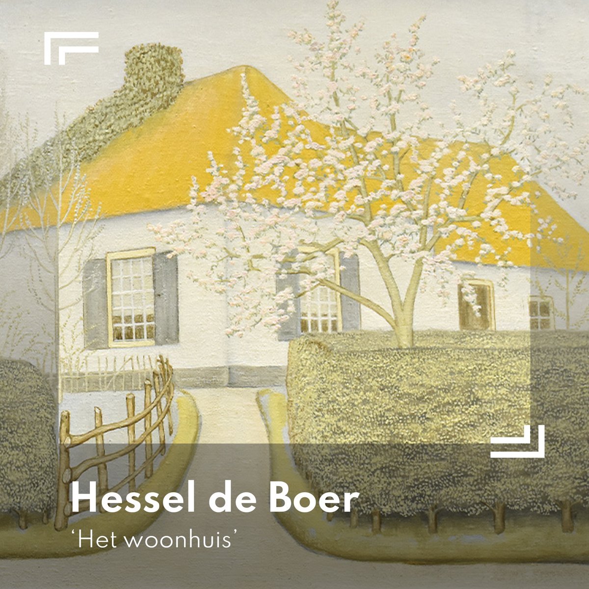 collectioneurs's tweet photo. De Haagse kunstschilder Hessel de Boer (1921-2003) werkte voornamelijk in en rond de stad Den Haag. Hier schilderde hij vele stadsgezichten en landschappen. Wie weet is dit woonhuis met bloesem in de voortuin daar ook wel vastgelegd op doek. https://t.co/6E5iZJ77ki