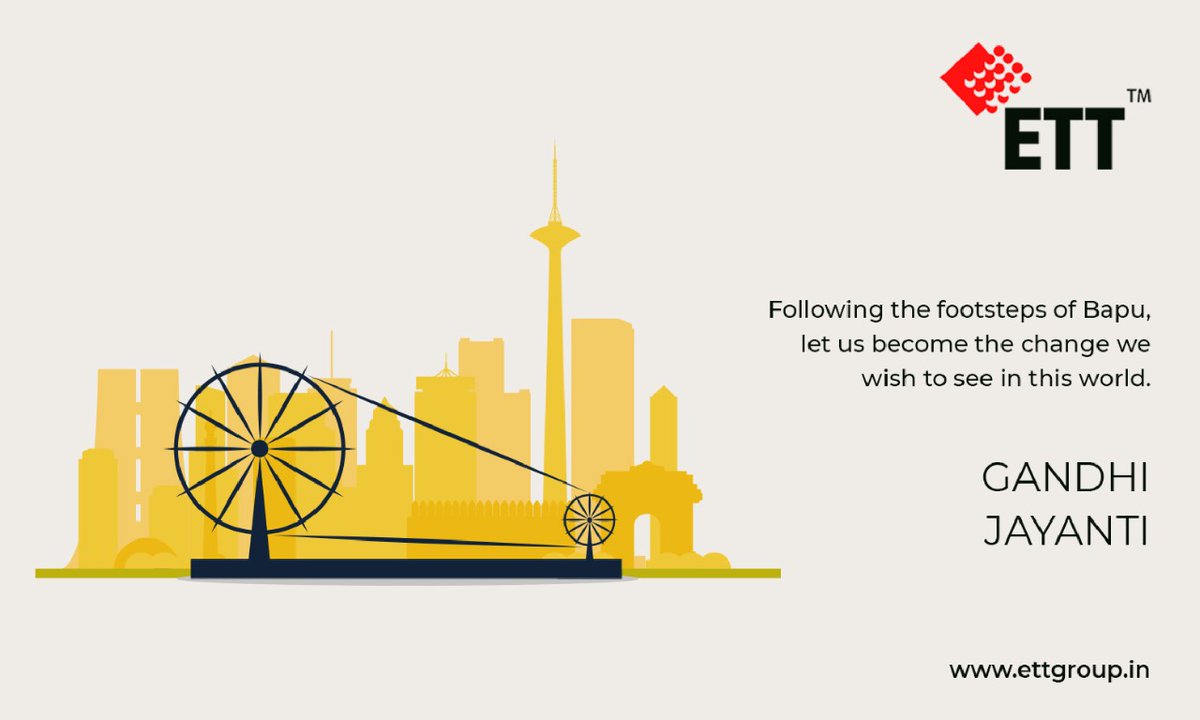 ETTGroupIndia's tweet photo. Living by the example of #Bapu, the father of our nation, we vow to bring the change we wish to see around us.

#HappyGandhiJayanti 

#Gandhi #fatherofthenation https://t.co/lETMwKtQIS