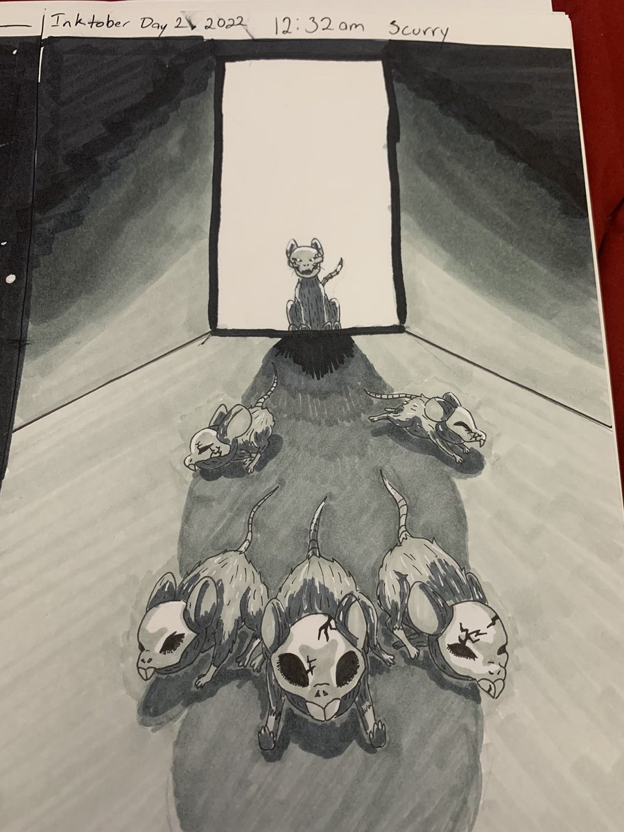 Lycanwing's tweet photo. Inktober Day 2 Scurry! Now completed! This one turned out really well for me! #inktober #inktober2022 #mice #art https://t.co/oE7ypQVNru