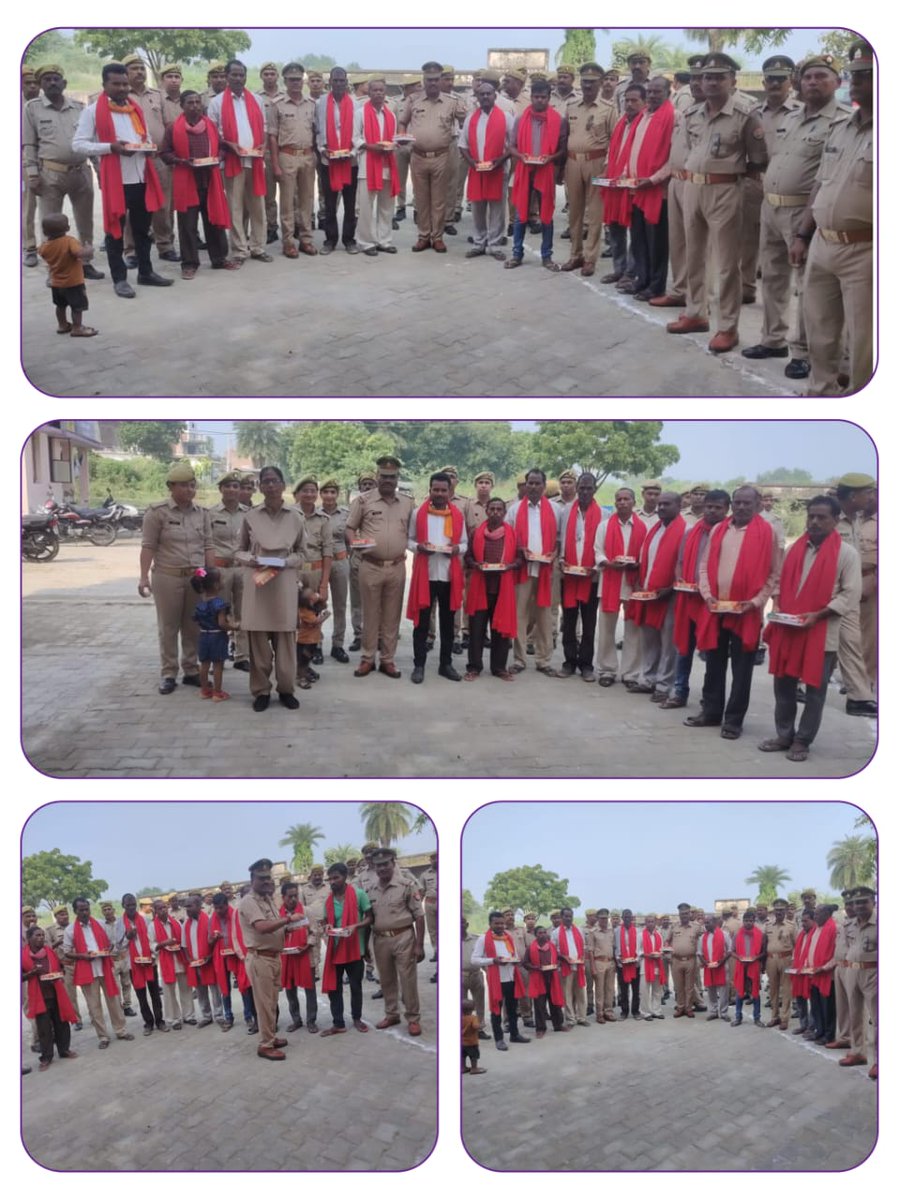 amethipolice's tweet photo. #amethipolice राष्ट्रपिता महात्मा गांधी व पूर्व प्रधानमंत्री लाल बहादुर शास्त्री जी की जयंती के अवसर पर #SO_शिवरतनगंज द्वारा थानाक्षेत्र के ग्राम प्रहरियों को उनके द्वारा पुलिस को दिए गए सहयोग एवं परिश्रम हेतु शुभकामनाएं देते हुए अंगवस्त्र व मिष्ठान भेंट कर उत्साहवर्धन किया गया https://t.co/Br1z0B1Rze