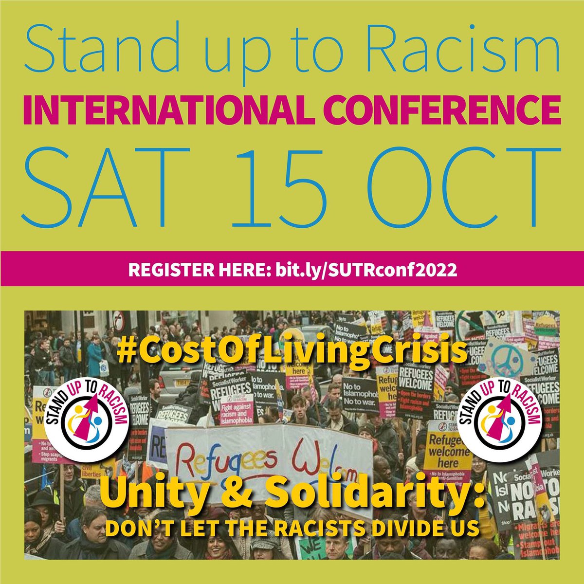 AntiRacismDay's tweet photo. Join hundreds in London & thousands online to debate: How do we stop the stop the racist offensive?
Book 👉🏿https://t.co/jOOO3K4q0R
#BlackLivesMatter
#RefugeesWelcome
#JusticeForChrisKaba
#StopRwanda
#italianelection
#NeverAgain
#CostOfLivingCrisis
#BlackHistoryMonth https://t.co/DWGdjMQrJq