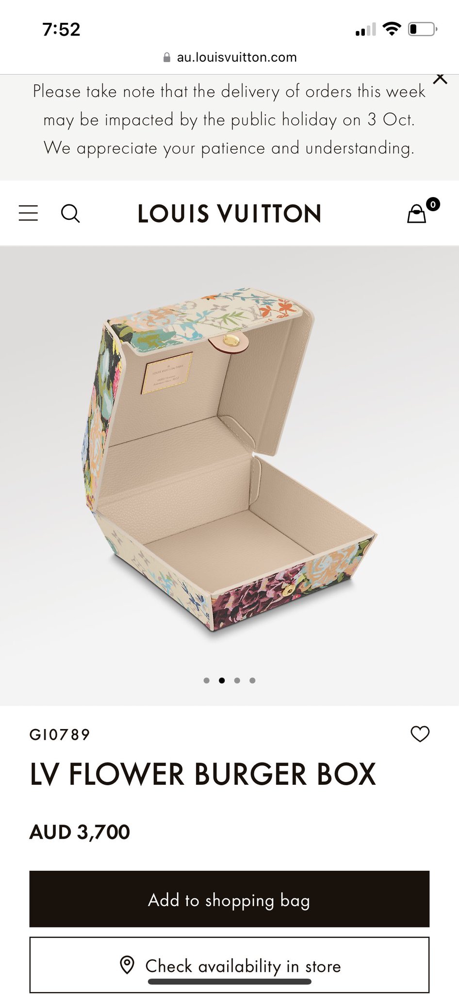 Louis Vuitton Floral Burger Box Coaster Set