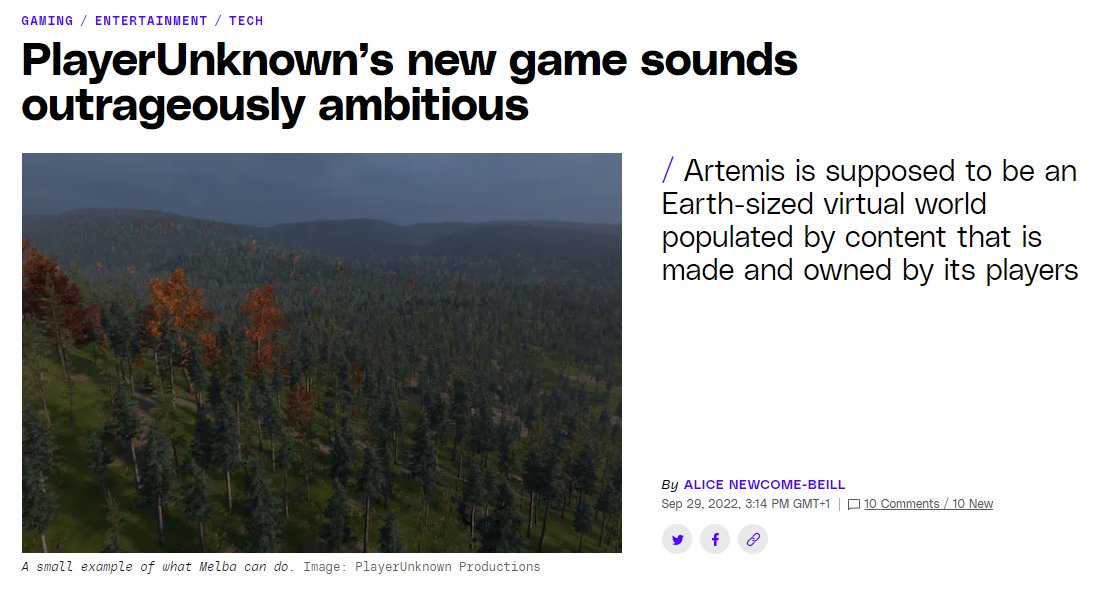 And Extremely similar to <a href="/earth2io/">Earth 2 🌍2️⃣</a> 

"PlayerUnknown’s new game sounds outrageously ambitious"  
theverge.com/2022/9/29/2337… via <a href="/Verge/">The Verge</a> 

#Earth2 #Metaverse #Thepeoplesmetaverse