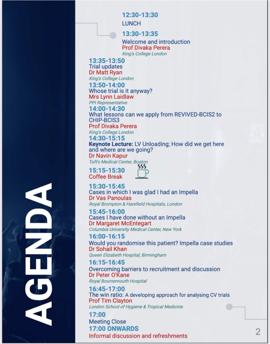 Looking forward to investigator meeting Fri 7th Oct! Keynote @NavinKapur4, insights from @REVIVED_BCIS2 @divaka_perera, the patients’ perspective @lynn_laidlaw and talks by @mbmcentegart @DrPeterOKane @VPanoulas Tim Clayton @CTU_LSHTM @DrMattRyan. Strand Campus @KingsCollegeLon