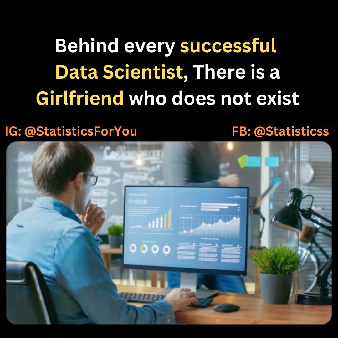 statistics4you's tweet image. Agree?
#Data #datascience #datasciencesystem #machinelearning #artificialinteligence #aiml #python #programming #100DaysOfCode #codechallange #datascient #datascientists #statistics #algorithm #algorithms #pythonprogramming #learning #study #memes #100dayschallenge