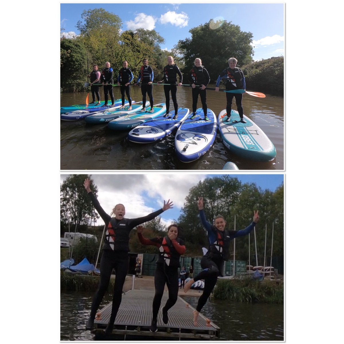 <a href="/CheshireFire/">Cheshire Fire and Rescue Service</a> <a href="/CFRSLimitless/">Limitless - Cheshire Fire Women's Network</a> <a href="/ThisGirlCanUK/">This Girl Can</a> Jumping for joy with a bit of a splash following a great morning #StandUpPaddleBording with our instructors <a href="/bri_cads/">Bri Cad</a> <a href="/Vinny3155/">Nick Vincent</a> and  <a href="/HannahCaulfie10/">Hannah Caulfield</a> thank you for arranging “An Amazing Group” of #Ffs and #Admin staff <a href="/Media_ASI/">Academy of Surfing Instructors</a>