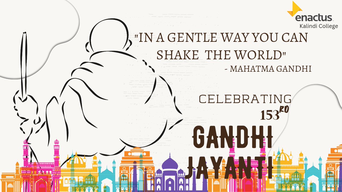 EnactusKalindi's tweet photo. On this 153rd Birth anniversary of the father of our nation lets pledge to live by Bapu's ideals to move towards a more sustainable lifestyle by opting for Khadi and Recycled products. 

#GandhiJayanti #enactus https://t.co/Wq0VMRkVSv