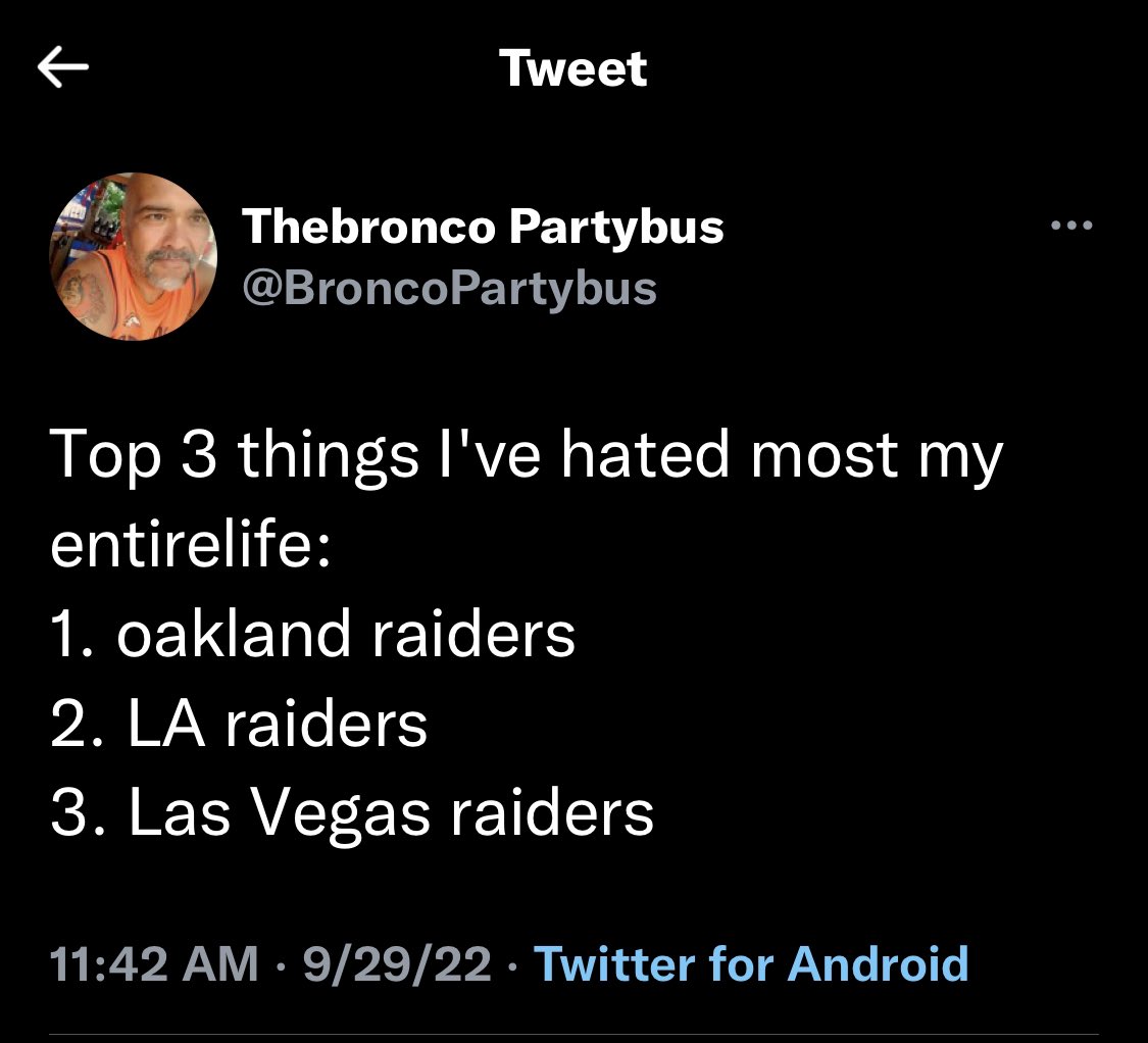 Jim_n_Texas's tweet photo. Had to share this one from @BroncoPartybus π€£
#RaiderHaterWeek for #BroncosCountry
LETS #GoBroncos #BeatTheRaiders https://t.co/QQaQbsGP2e