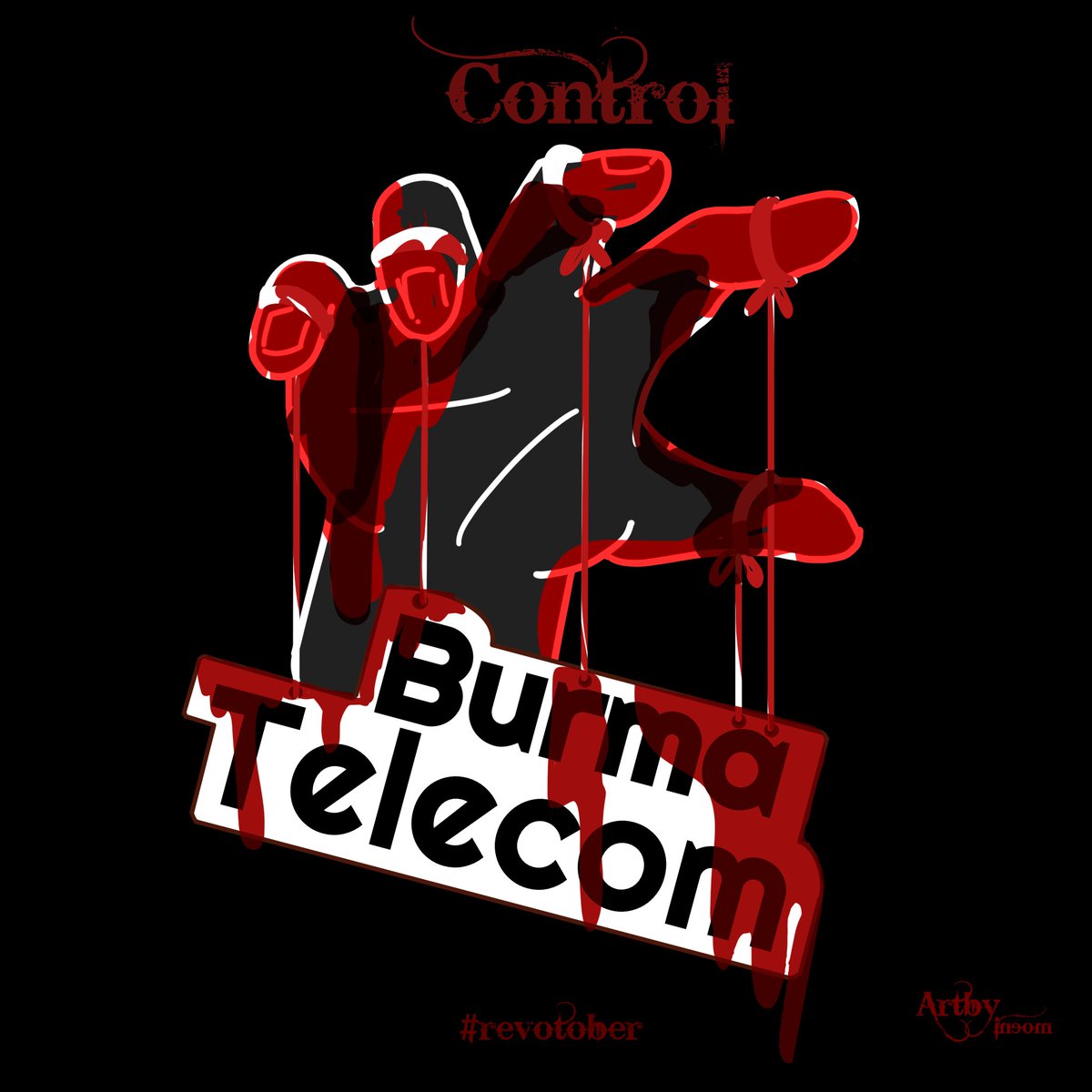 bao_zuan's tweet photo. Day 2 #Revotober 
I illustrated this to mention the fact that all burma telecoms've been under the #control of junta which mean we're in zero data safety.
Mpt and mytel're the junta back since start; Telenor already left and Ooredoo's abt to leave too. 
#WhatsHappeningInMyanmar https://t.co/fRP3tZjLoN