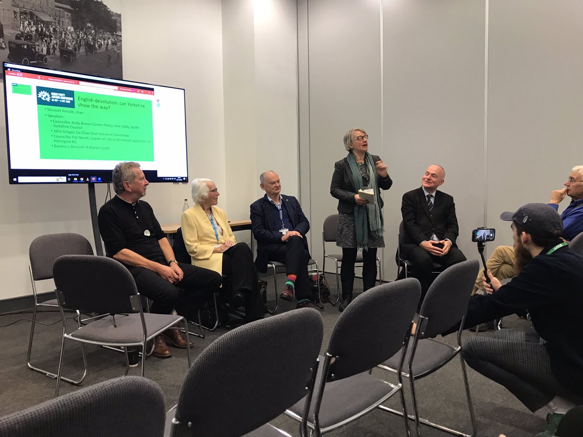 paulcrosland's tweet photo. “Before we give up on democracy, how about we try it?”says @natalieben.“Where we are now is really unstable…#Democracy is the answer.” #DemocracyIsTheAnswer #DeeperDemocracy #EnglishDevolution at #GreenPartyConference (#GPC22). #GreatestRisk #IMHO of #GPC2022 votes:#EcoSocialism https://t.co/QzH9o0xMK2