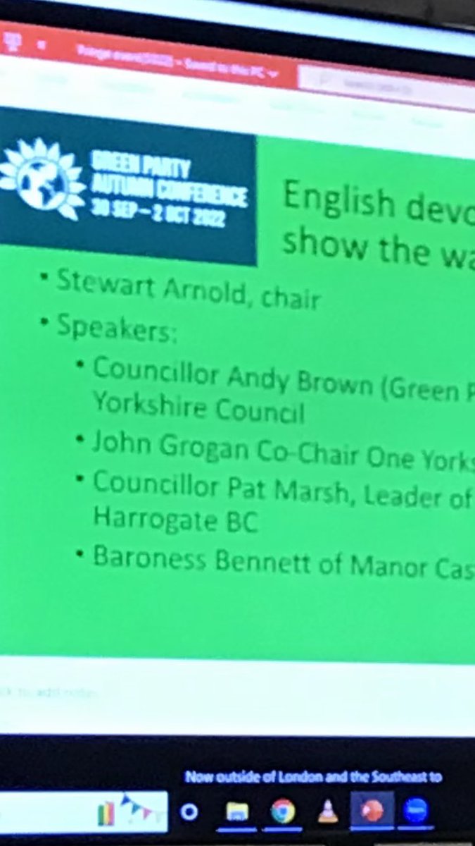 paulcrosland's tweet photo. “Before we give up on democracy, how about we try it?”says @natalieben.“Where we are now is really unstable…#Democracy is the answer.” #DemocracyIsTheAnswer #DeeperDemocracy #EnglishDevolution at #GreenPartyConference (#GPC22). #GreatestRisk #IMHO of #GPC2022 votes:#EcoSocialism https://t.co/QzH9o0xMK2
