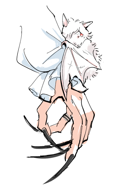 keep thinking if Halloween Cafedrew has a bat form... like a fluffy albino bat...