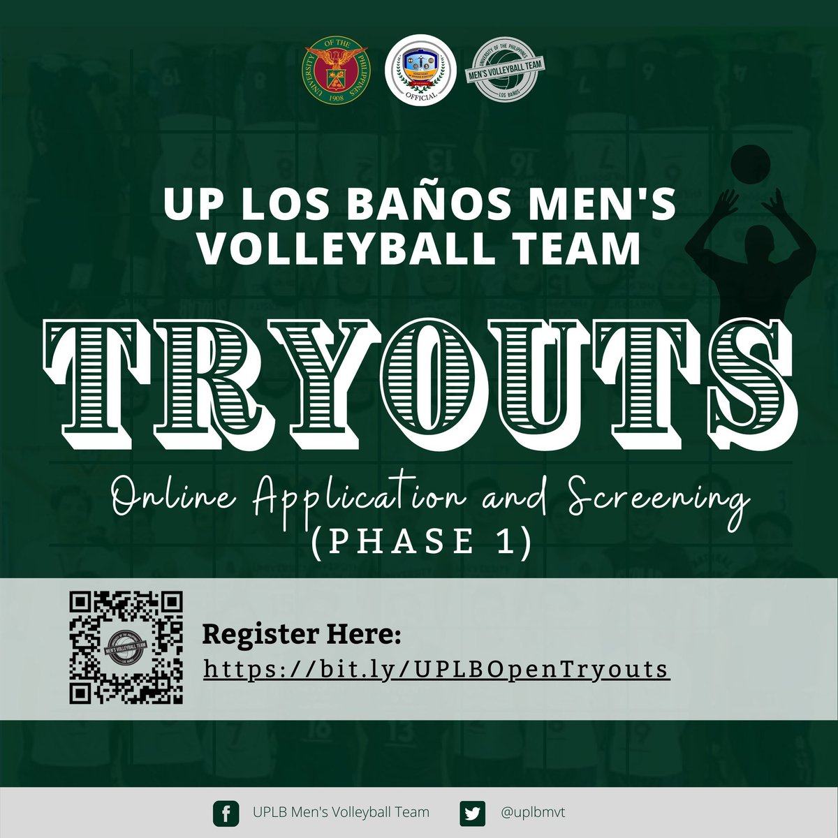 Uplbmvt's tweet photo. QUICK TRY OUTS!
Last chance!

The UPLB Men's Volleyball Team is opening its doors to UPLB Student Volleyball Players interested to become part of its new roster this coming year! 

Sign up here:
https://t.co/Sj9jQkuCV9 https://t.co/uSRfXi8aF9