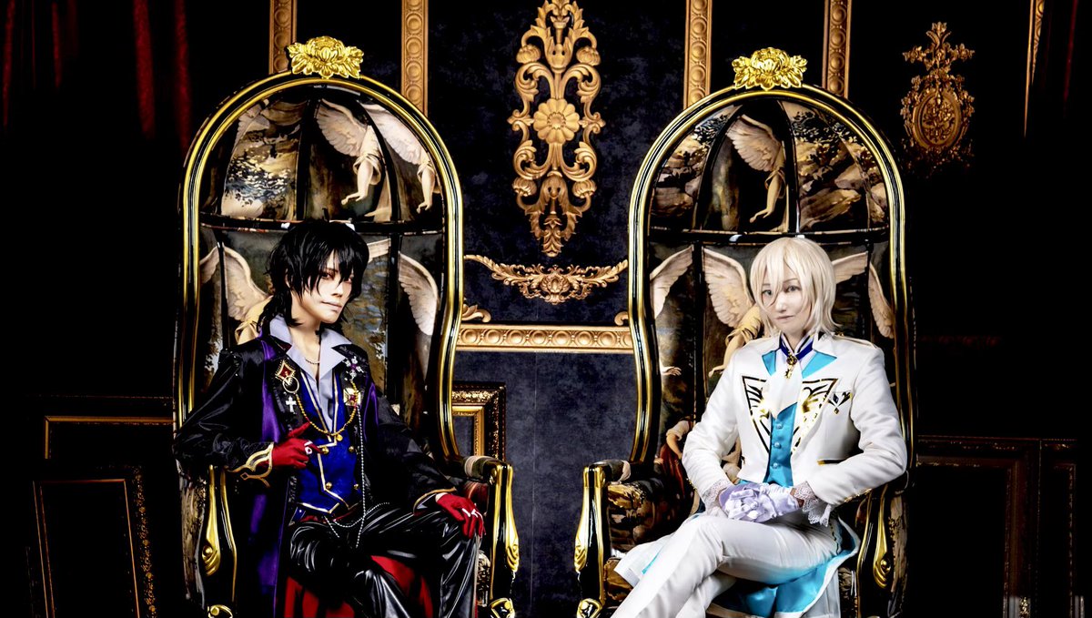 Aire_Saionji's tweet photo. 🦇夜闇の魔王と皇帝陛下👼
玉座はどちらの手に・・・

#朔間零 ＠Naoya_Kirihara 
#天祥院英智 西園寺アイル
Photo @YUSUKE_SQEX 
studio @StudioQapla 

#あんスタ #コスプレ #ReiSakuma #EichiTenshoin #cosplay #あんさんぶるスターズ  #偶像梦幻祭 #앙상블스타즈　#ensamblestars https://t.co/hKEpCKzPwa