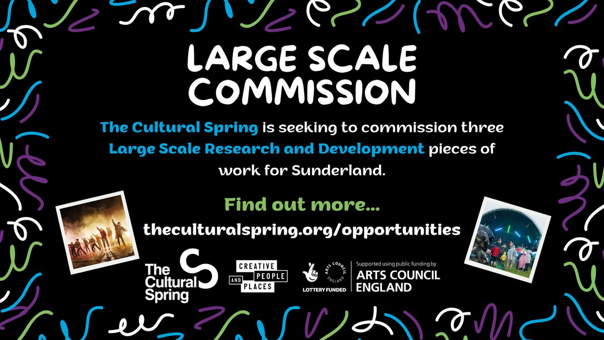 We are seeking to commission 3 Large Scale Research & Development pieces of work for Sunderland. These R&D projects can be any artform, crucially to them is that they’ve been co-created with local people as genuine partners in the work. Find out more... theculturalspring.org/opportunities