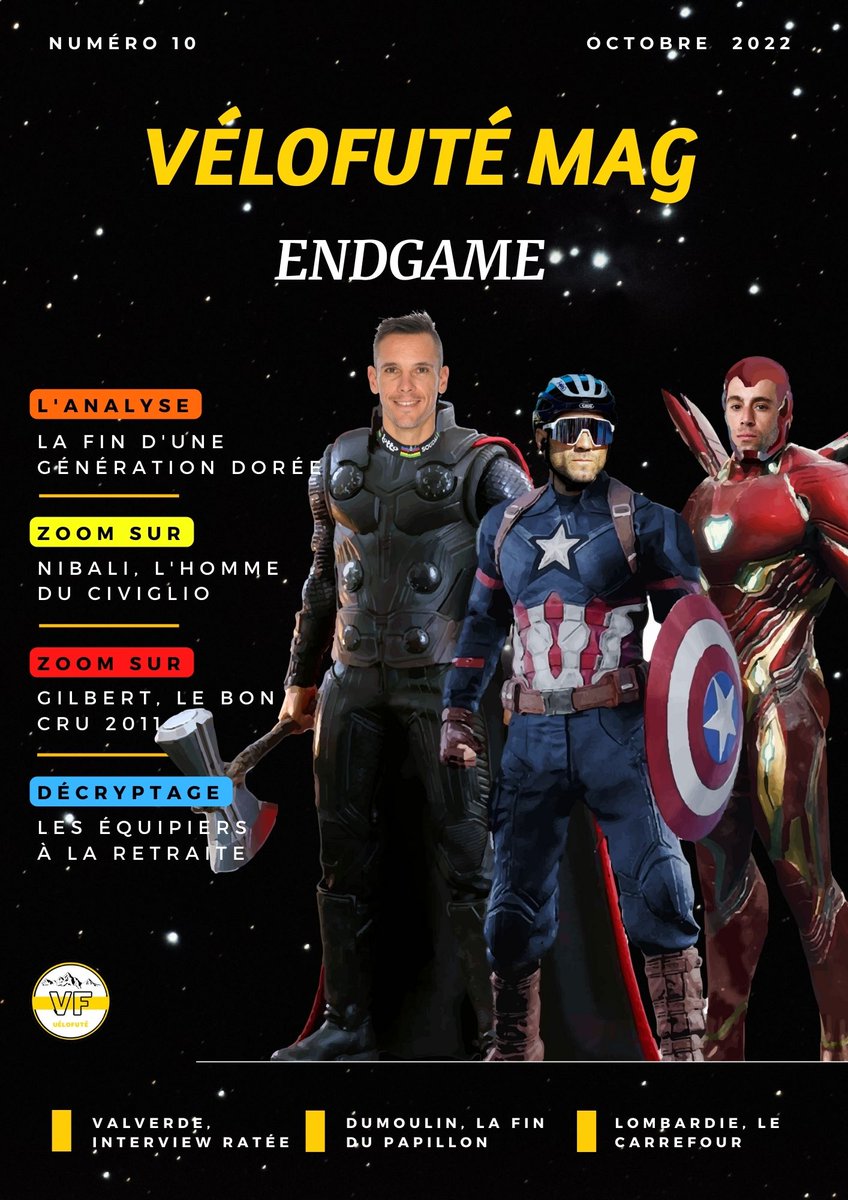 VeloFute's tweet photo. 🚨 Vélofuté Mag n°10 - "Endgame"📰
Ce nouveau numéro rend hommage à plusieurs légendes du cyclisme qui partent à la retraite : Valverde 🇪🇸 Nibali 🇮🇹 Gilbert 🇧🇪 et dans une moindre mesure Dumoulin 🇳🇱. La fin d'une grande génération.
➡️ https://t.co/5S5teouuST https://t.co/6VaXpgk5GQ