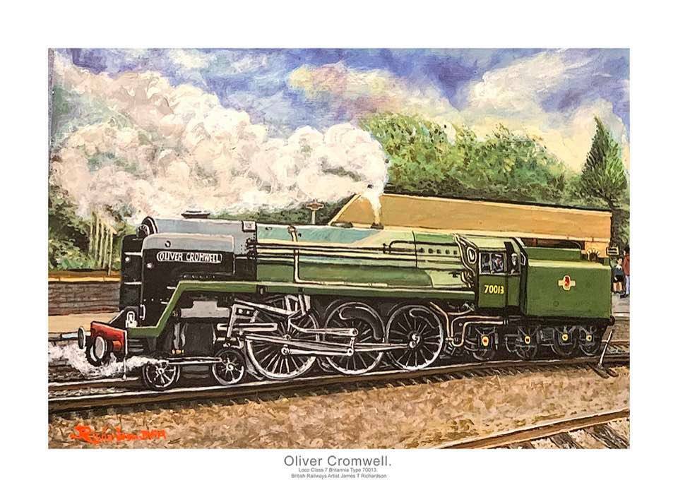 E4E_UK's tweet photo. Limited edition prints of the steam locomotive Oliver Cromwell by the artist James Richardson.  Only 50 prints ever made.  £30 or make an offer - all proceeds to charity.  Available from https://t.co/GlpkN4Unhd @ebay #steamengine #olivercromwell #charity #greatcentralrailway https://t.co/JE0OS1PnZB
