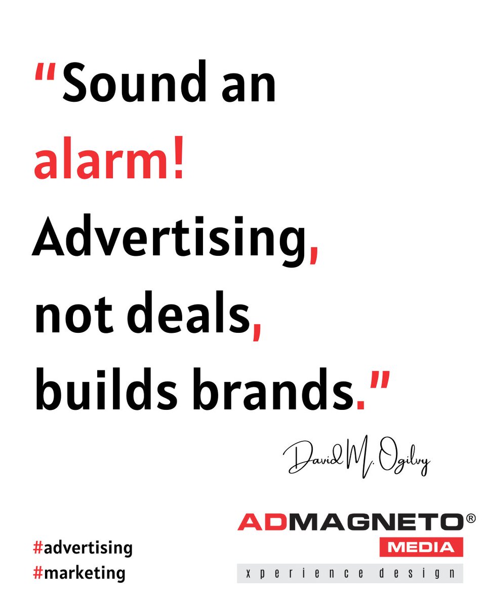 admagneto's tweet photo. “Sound an alarm! Advertising, not deals, builds brands.”
David M. Ogilvy
Check out https://t.co/cUGSHdWd7h
#advertising #marketing #copywriting #creatingads #agencylife #madman #creativity #ogilyquotes #digitalmedia #socialmediamarketing #digitalmediagency #admagnetomedia https://t.co/0FWp5cXH1l