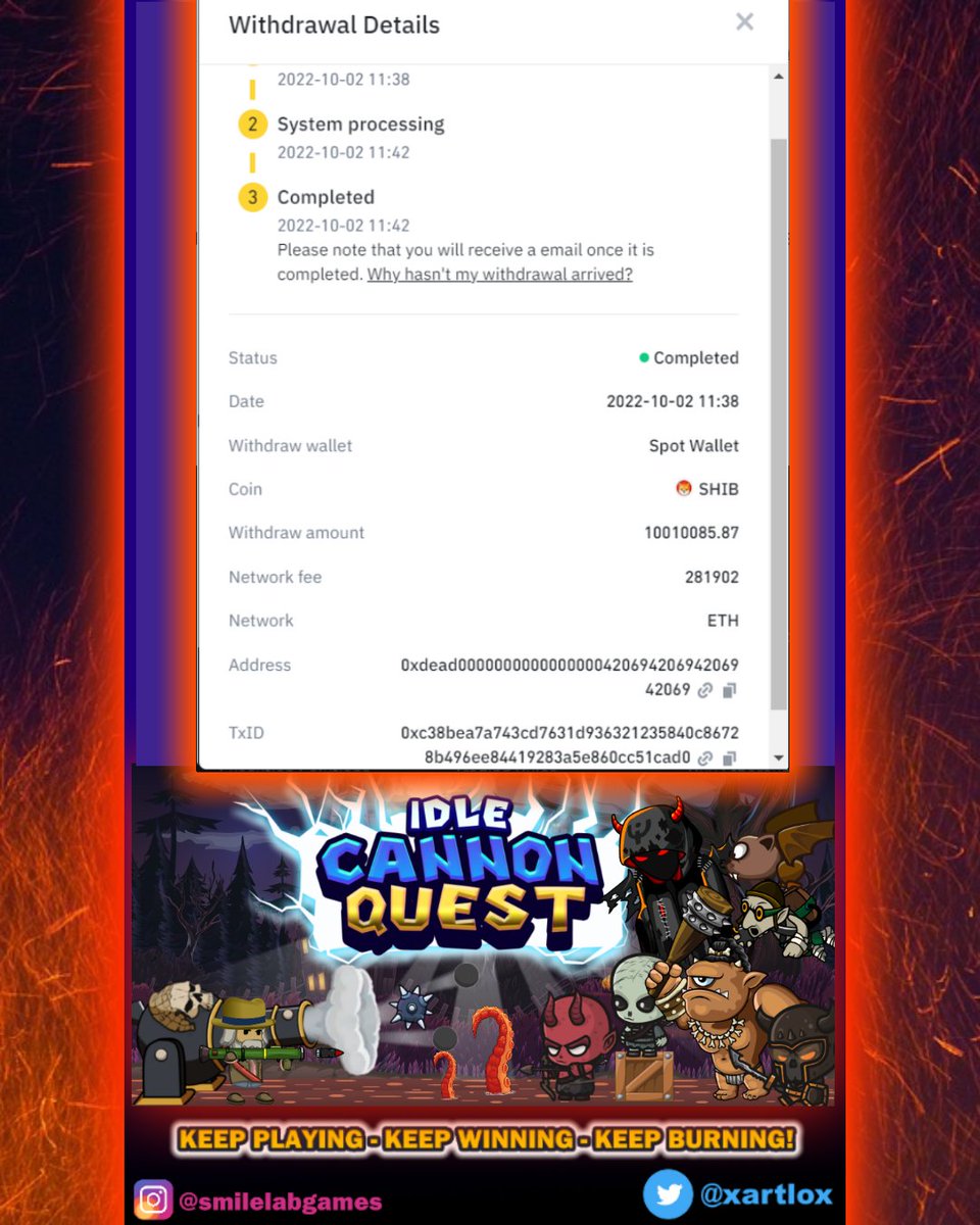 Smile_Lab_Games's tweet photo. As promised!
After the summer break🏖️there is the burn of July and August together🔥
More than 10 million SHIB burns in hell!!🔥

Keep playing, keep burning!🎮

Another burn coming soon!
Together we are stronger, let's burn!💪🔥

#SHIB #SHIBARMY #SHIBARMYSTRONG #SHIBA #ShibBurn https://t.co/pXsCJXJi31