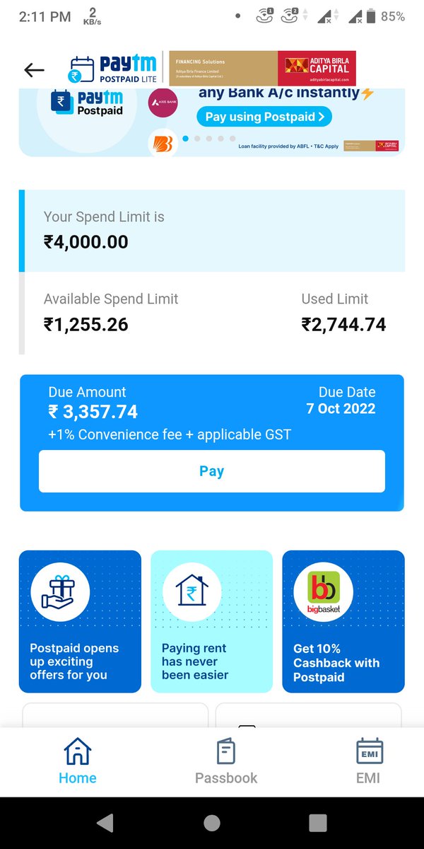 hasnainjmi99's tweet photo. Paytm payment is generated incorrect postpaid bill amount of Rs 3357, But I used a limit of Rs 2744.74,It's a scam @Paytm @Paytmcare  @PaytmBank https://t.co/35NjncBJPw