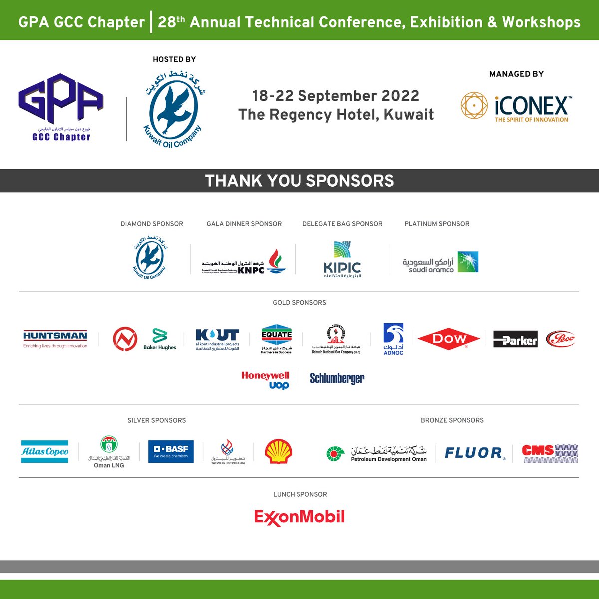 gpa_gcc_chapter's tweet photo. #GPAGCCChapter would like to thank all our sponsors whose support and partnership have contributed to the grand success of GPA GCC Chapter
#oilgas #gpagccchapter #gcc #energy #carbon #gas #naturalgas #response #readiness #iconex #iconexglobal #thankyou #naturalgas #Kuwait https://t.co/OcLN9OCa5e